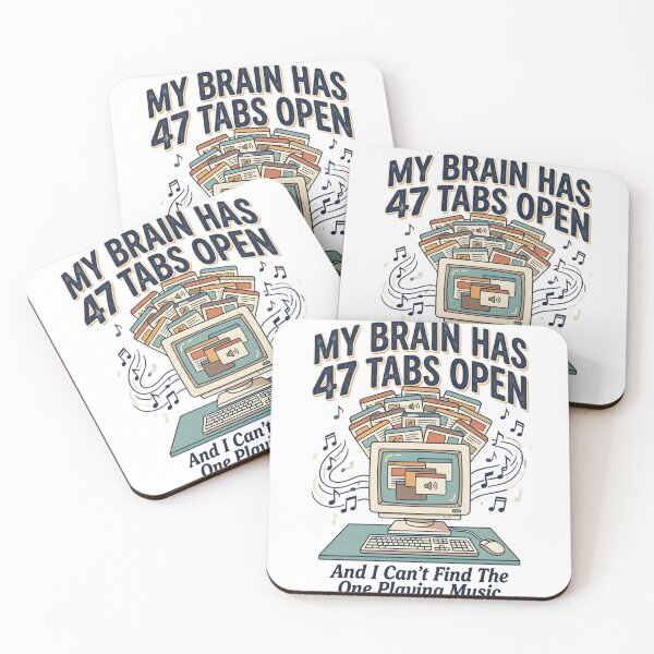 Item preview, My Brain Has 47 Tabs Open Funny ADHD Shirt | Overthinking Retro Graphic | Neurodivergent Humor Gift designed and sold by softmind studio.