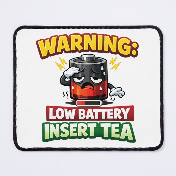 Item preview, Warning Low Battery Insert Tea Funny Tea Lover Cartoon designed and sold by AleksKos.