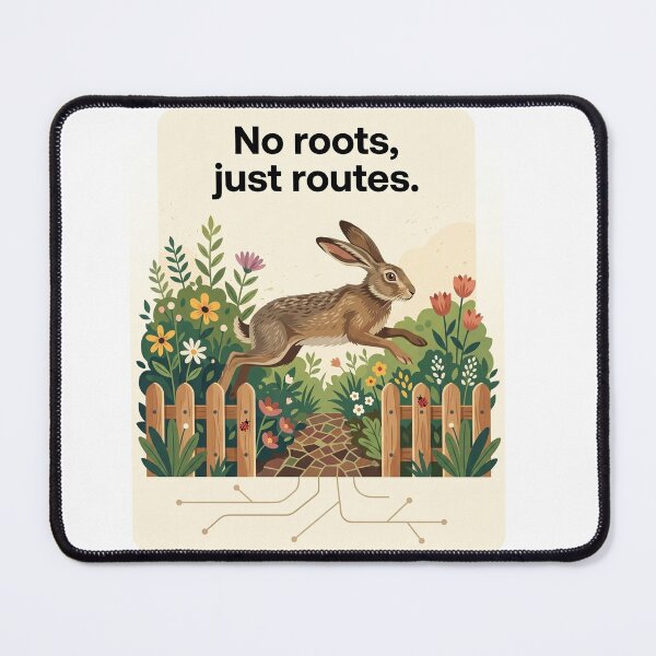 Item preview, No roots, just routes – Wanderlust Rabbit Garden Hopper designed and sold by LittleVenetia.