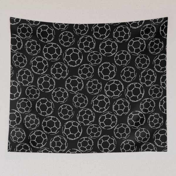 Item preview, black & white soccer line art pattern designed and sold by katzdzynes.