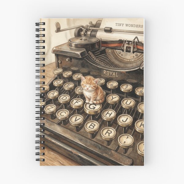Item preview, Tiny Kitten on a Giant Vintage Typewriter Miniature Illustration designed and sold by DuckOddity.