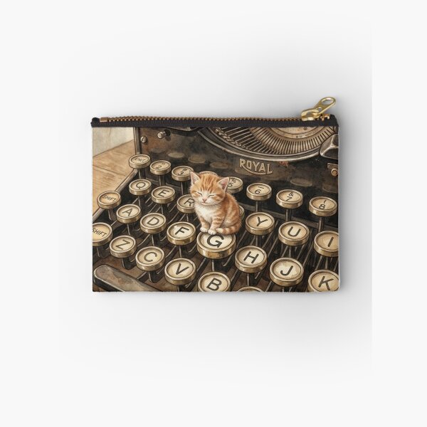Item preview, Tiny Kitten on a Giant Vintage Typewriter Miniature Illustration designed and sold by DuckOddity.
