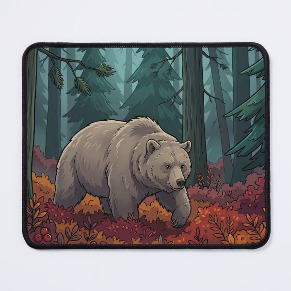 Item preview, Grizzly in the Deep Woods: Autumn Forest Bear Art designed and sold by BLUESKY11a.