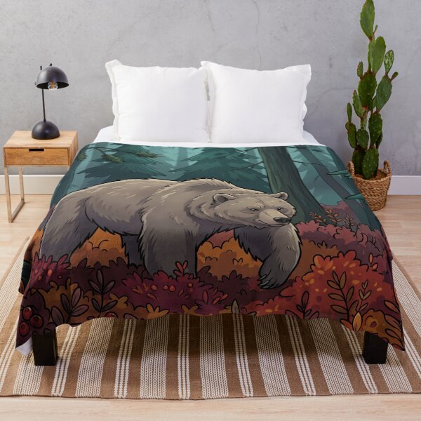 Item preview, Grizzly in the Deep Woods: Autumn Forest Bear Art designed and sold by BLUESKY11a.