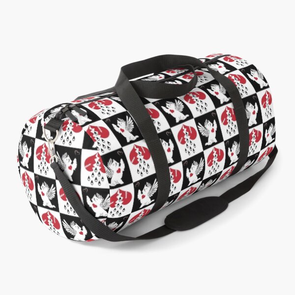 Item preview, Black & White Angel Dogs & Broken Hearts on Checkered Background designed and sold by Digitalmyth's Designs.