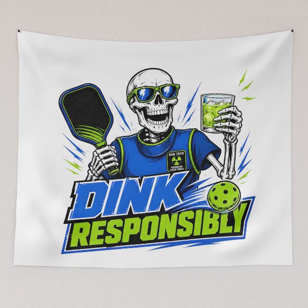 Item preview, Dink Responsibly – Funny Radiology Pickleball Drinking Skeleton Shirt designed and sold by ALVISION-CREATE.