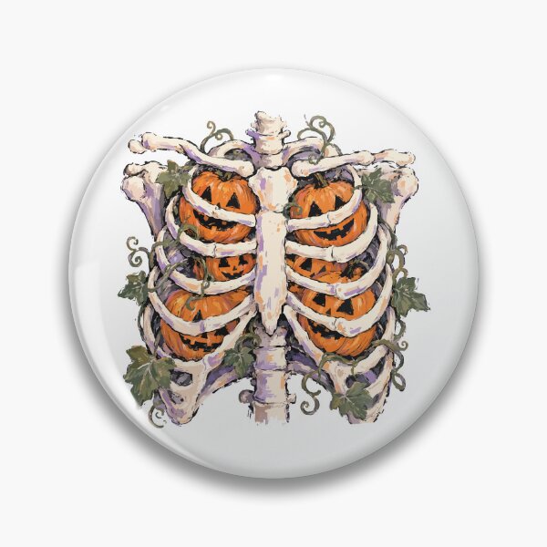 Item preview, Pumpkin Ribcage Halloween Watercolor Illustration designed and sold by StormbornAther.