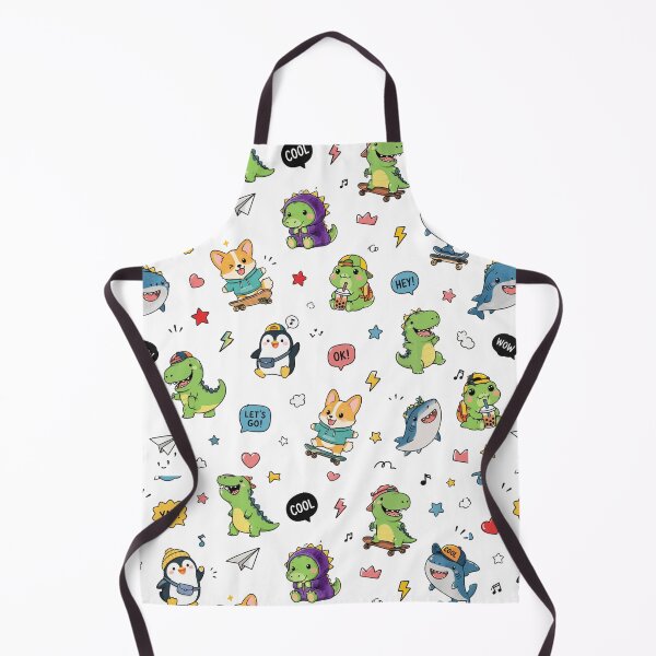 Item preview, Cute Kawaii Dino & Corgi Sticker Pattern | Cartoon Animals Seamless Design designed and sold by RedPixelPlus.