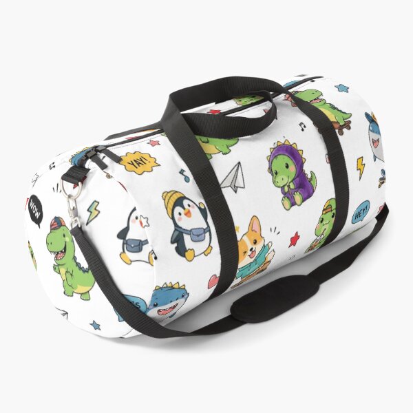 Item preview, Cute Kawaii Dino & Corgi Sticker Pattern | Cartoon Animals Seamless Design designed and sold by RedPixelPlus.