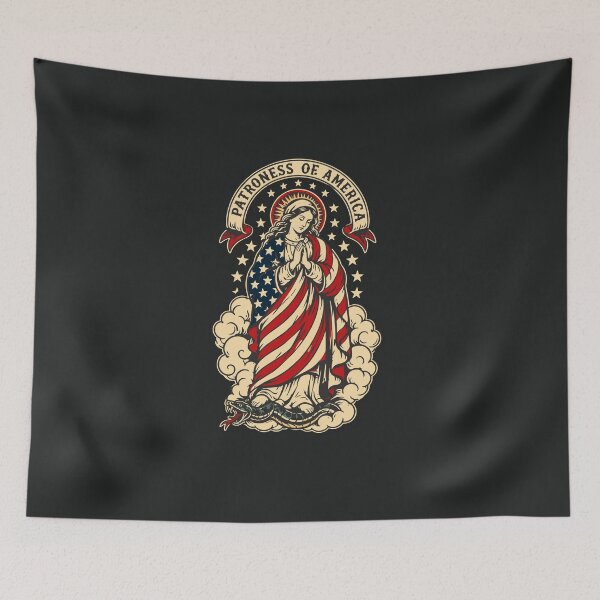 Item preview, Blessed Virgin Mary Patroness of America USA Flag Patrotic Catholic  designed and sold by alenaz.