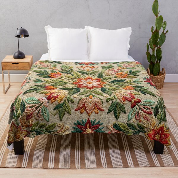 Item preview, Vintage Floral Embroidery Pattern | Romantic Botanical Folk Art Design designed and sold by BrainCurves.