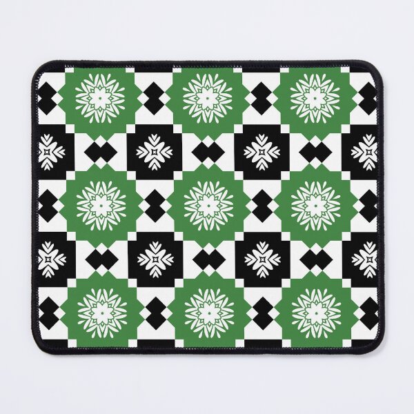 Item preview, Green, Black and White Geometric Floral Pattern designed and sold by SweetLilith.