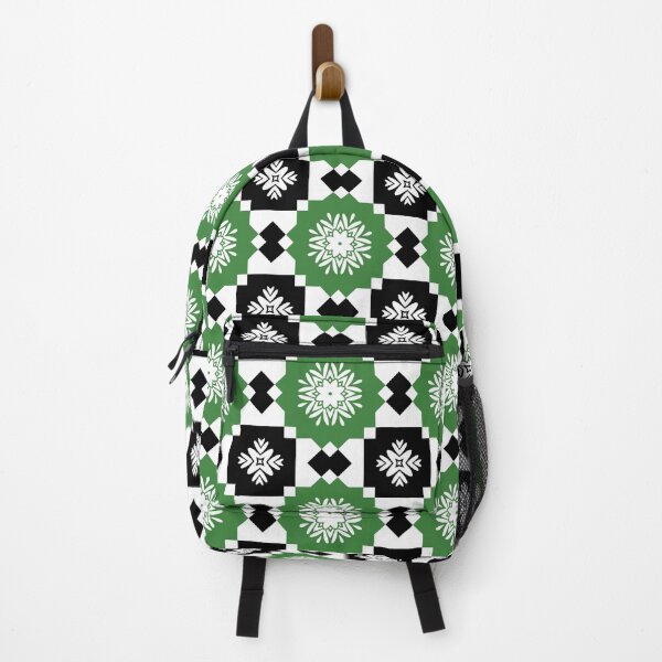 Item preview, Green, Black and White Geometric Floral Pattern designed and sold by SweetLilith.