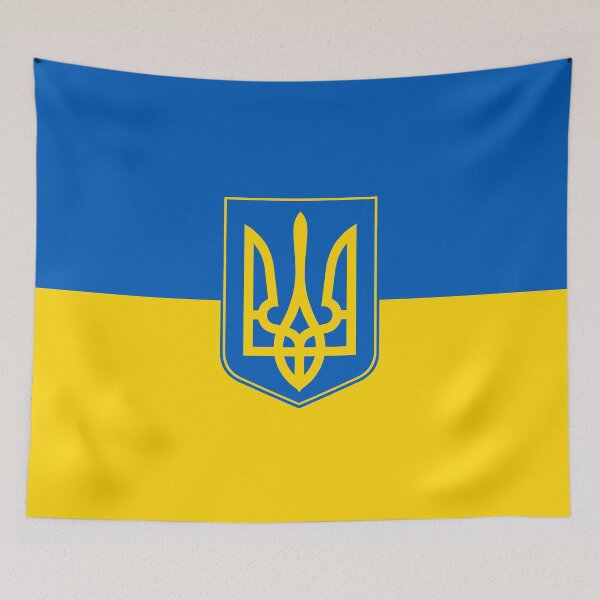 Item preview, Ukrainian flag of Ukraine. with Coat of Arms insert designed and sold by FlagsandSymbols.