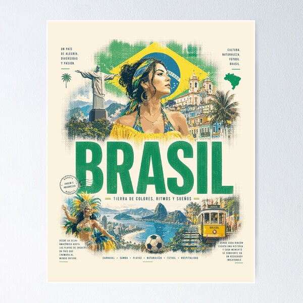 Item preview, Brazil Vintage Design | Nature, Culture and Adventure designed and sold by AtuqStudio.