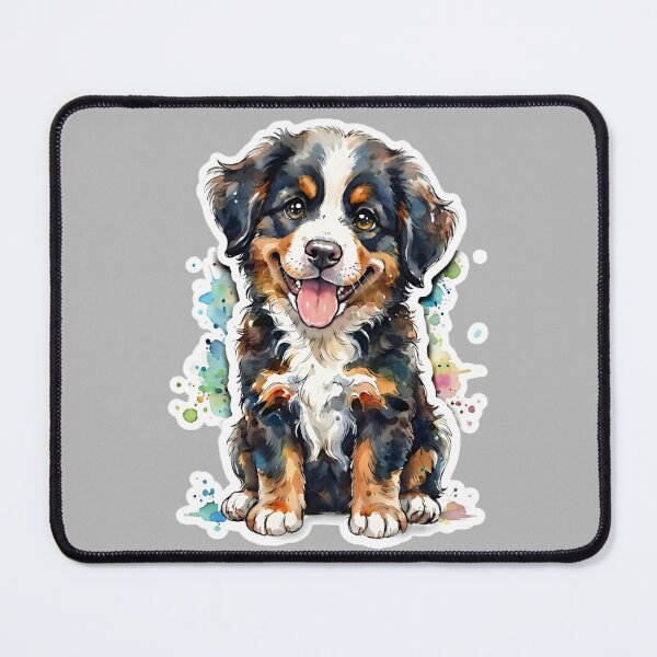 Item preview, Happy Bernese Mountain Dog Watercolor: Cute Puppy Art Gift designed and sold by ShadowArtEG.