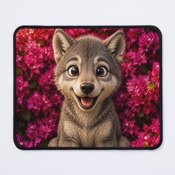 Item preview, Cute Smiling Wolf Pup in Bougainvillea designed and sold by Rohan132.