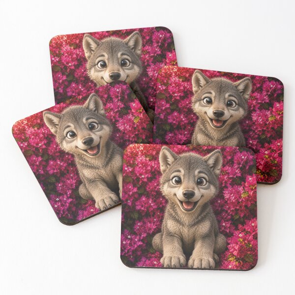 Item preview, Cute Smiling Wolf Pup in Bougainvillea designed and sold by Rohan132.