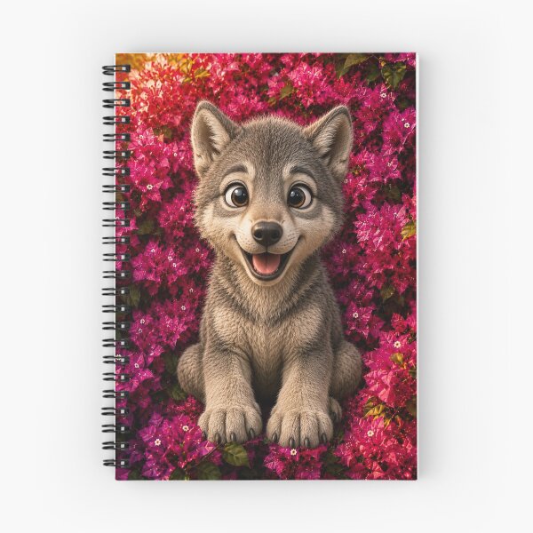 Item preview, Cute Smiling Wolf Pup in Bougainvillea designed and sold by Rohan132.