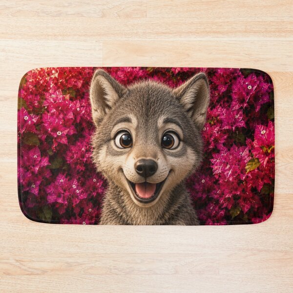 Item preview, Cute Smiling Wolf Pup in Bougainvillea designed and sold by Rohan132.