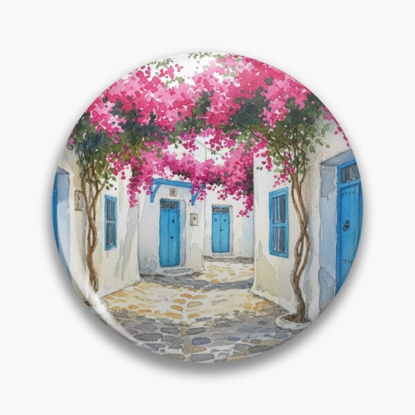 Item preview, Sidi Bou Said Cobblestone Alley with Bougainvillea Canopy designed and sold by carthagia.