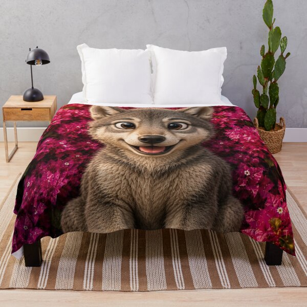 Item preview, Cute Smiling Wolf Pup in Bougainvillea designed and sold by Rohan132.