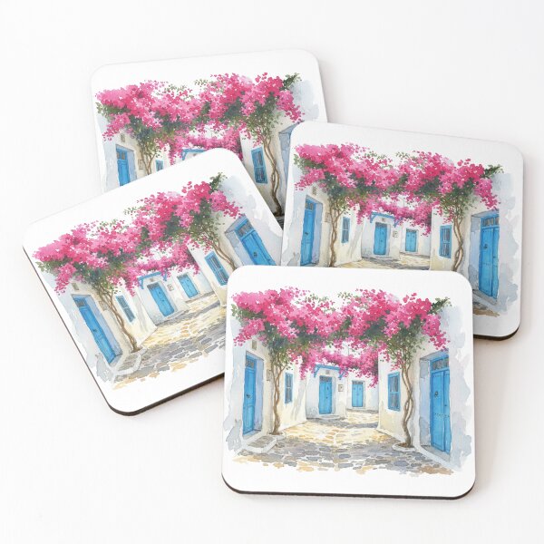 Item preview, Sidi Bou Said Cobblestone Alley with Bougainvillea Canopy designed and sold by carthagia.