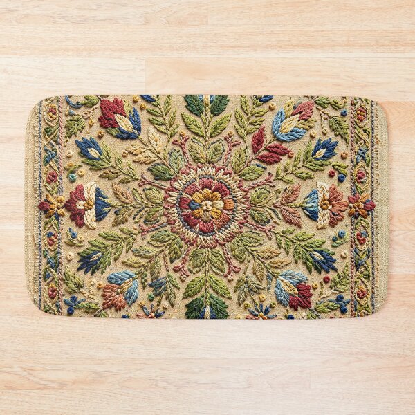Item preview, Botanical Embroidery Art | Vintage Floral Folk Pattern Illustration designed and sold by BrainCurves.