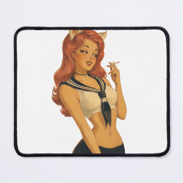 Item preview, Gothic Fox Girl Retro Pin-Up – Vintage Original Character Art designed and sold by Cosplayvintage.