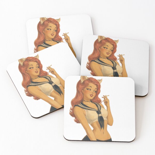 Item preview, Gothic Fox Girl Retro Pin-Up – Vintage Original Character Art designed and sold by Cosplayvintage.