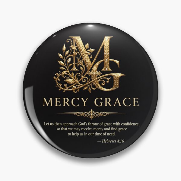 Item preview, Mercy Grace, Luxury Christian Art, Ornate Gold MG Monogram with Hebrews 4:16  designed and sold by KINGDOM GOLD STUDIO.