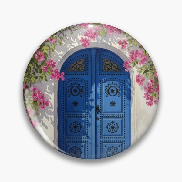 Item preview, Sidi Bou Said Ornate Blue Door with Pink Bougainvillea  designed and sold by carthagia.