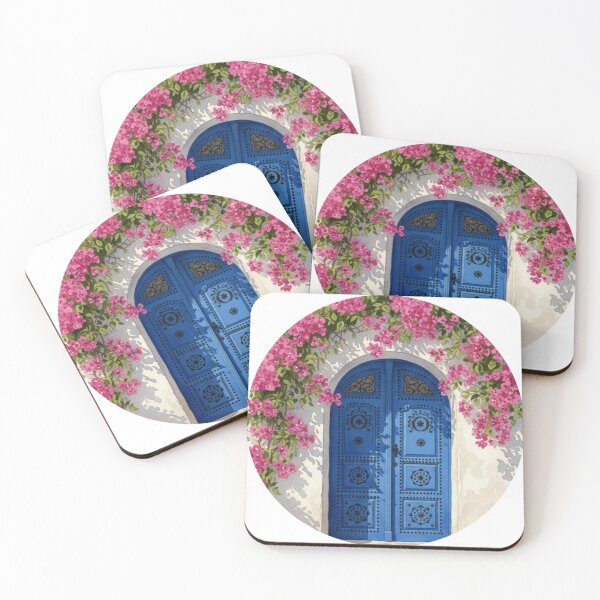 Item preview, Sidi Bou Said Ornate Blue Door with Pink Bougainvillea  designed and sold by carthagia.