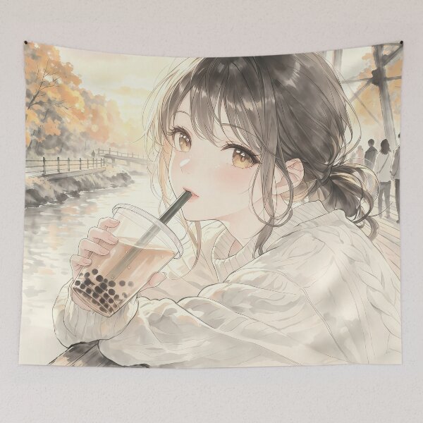Item preview, Boba Time in the Autumn Sun designed and sold by HezeOtakuArt.