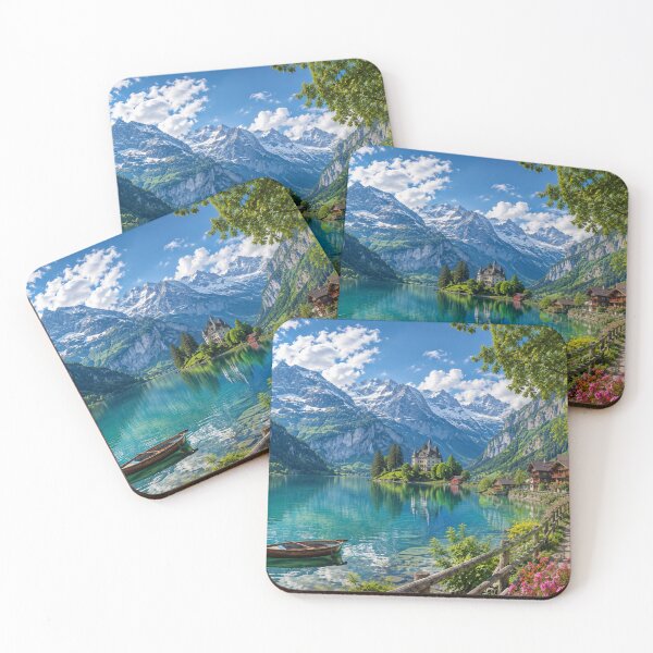 Item preview, Alpine Lake Between Snowy Mountains designed and sold by JuViRo.