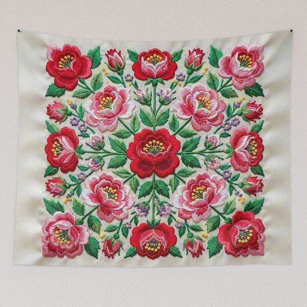 Item preview, Vintage Embroidered Wildflower Pattern | Elegant Botanical Folk Art designed and sold by BrainCurves.