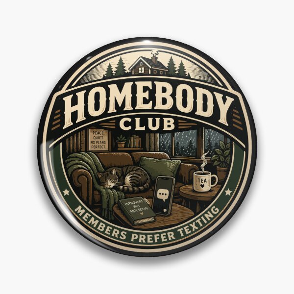 Item preview, Homebody Club Members Prefer Texting Funny Introvert Humor Vintage Badge Sticker designed and sold by Nubrixa-Studio.