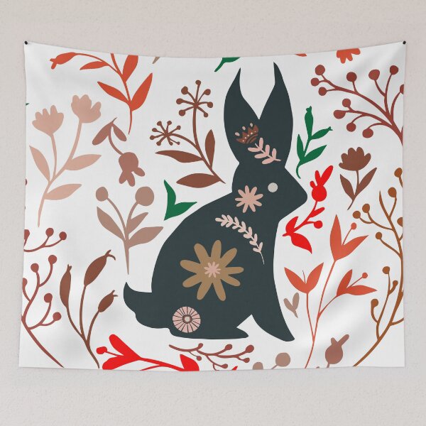 Item preview, Boho Floral Bunny Art | Cute Woodland Rabbit with Wildflowers | Cottagecore Nature Illustration designed and sold by Faisal  Shah.