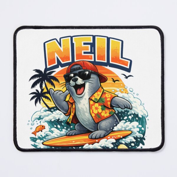 Item preview, Neil the Seal Surfing Retro Sunset Hawaiian Shirt Funny Beach Animal designed and sold by CatLovers Studio.