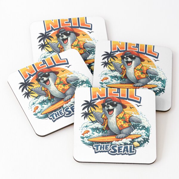 Item preview, Neil the Seal Surfing Retro Sunset Hawaiian Shirt Funny Beach Animal designed and sold by CatLovers Studio.