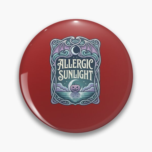 Item preview, Allergic to Sunlight Sticker  Gothic Vampire Bat Halloween Aesthetic Vinyl Sticker designed and sold by Omarmadani.