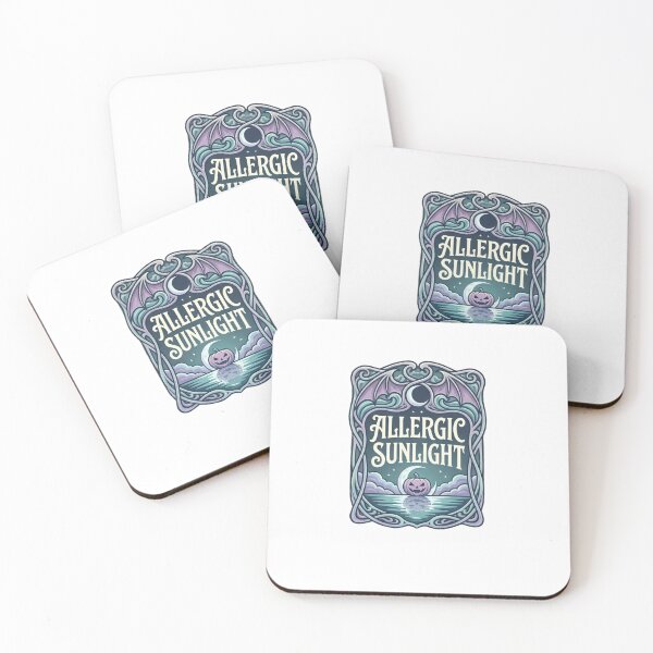 Item preview, Allergic to Sunlight Sticker  Gothic Vampire Bat Halloween Aesthetic Vinyl Sticker designed and sold by Omarmadani.