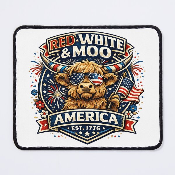 Item preview, Red White And Moo Funny Highland Cow 4th Of July Vector  designed and sold by wizooo411.