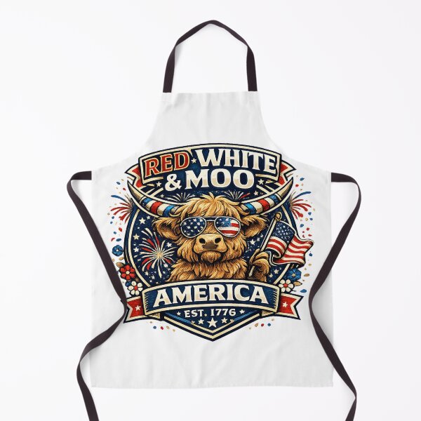 Item preview, Red White And Moo Funny Highland Cow 4th Of July Vector designed and sold by wizooo411.