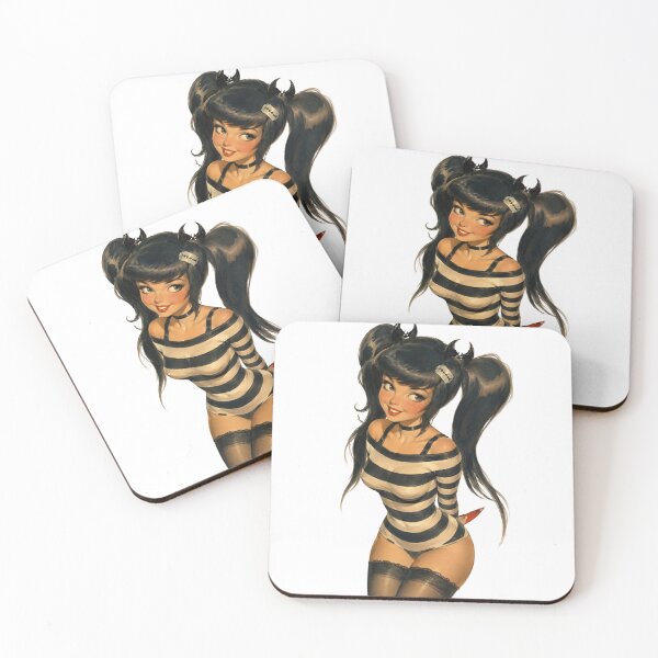 Item preview, Gothic Devil Girl Retro Pin-Up – Vintage Original Character Art designed and sold by Cosplayvintage.