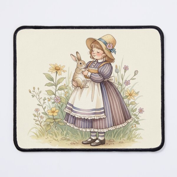 Item preview, A Little Girl and Her Bunny Friend in the Garden designed and sold by Pasteltone.