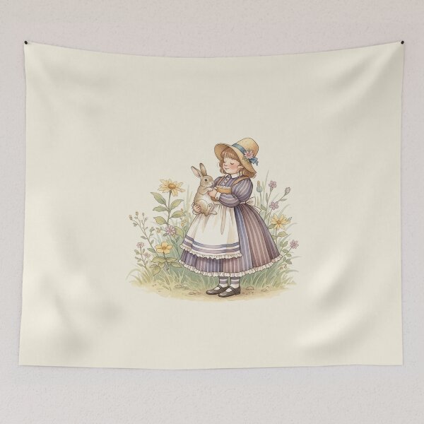 Item preview, A Little Girl and Her Bunny Friend in the Garden designed and sold by Pasteltone.