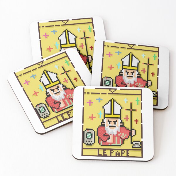 Item preview, The Hierofante Pope Tarot Card Le Pape Marseille Pixel Art designed and sold by RetroRlx.
