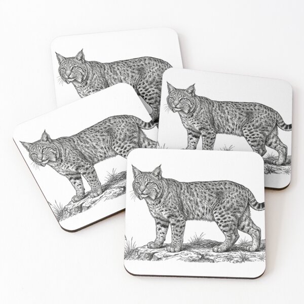 Artikelvorschau, Realistischer, fein gezeichneter Luchs in Schwarz-Weiß entworfen und verkauft von Minimalisticaly.