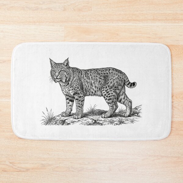 Item preview, Realistic fine line black and white bobcat designed and sold by Minimalisticaly.